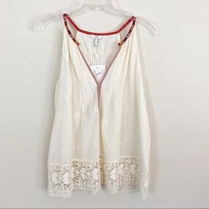 Joie • Eniko Ivory/Natural Embroidered Tank Medium